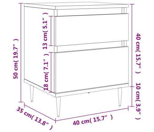 Mesita de noche madera de ingeniería gris hormigón 40x35x50 cm