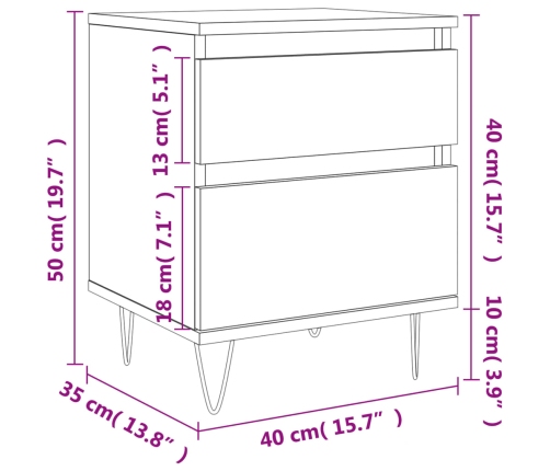 Mesita de noche madera de ingeniería roble Sonoma 40x35x50 cm