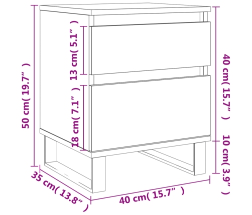 Mesita de noche madera de ingeniería roble Sonoma 40x35x50 cm