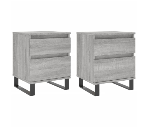 Mesita de noche 2 uds madera ingeniería gris Sonoma 40x35x50 cm