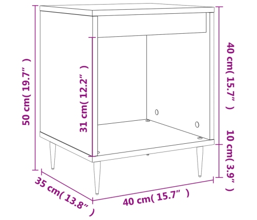 Mesita de noche madera de ingeniería negro 40x35x50 cm