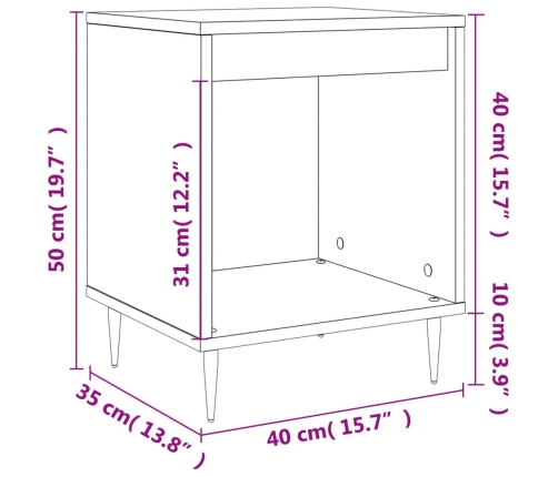 Mesitas de noche 2 uds madera de ingeniería negro 40x35x50 cm