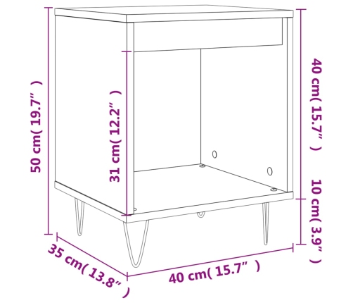 Mesita de noche madera de ingeniería negro 40x35x50 cm