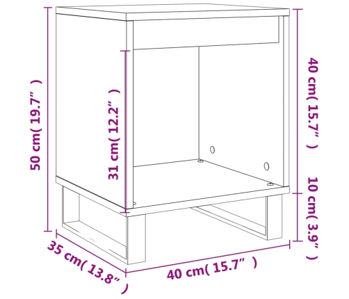 vidaXL Mesita de noche madera de ingeniería blanco brillo 40x35x50 cm