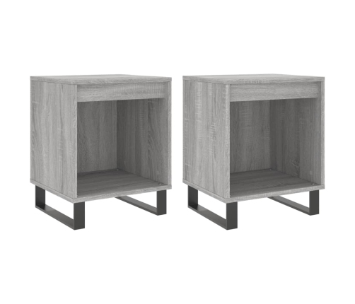 Mesita de noche 2 uds madera ingeniería gris Sonoma 40x35x50 cm