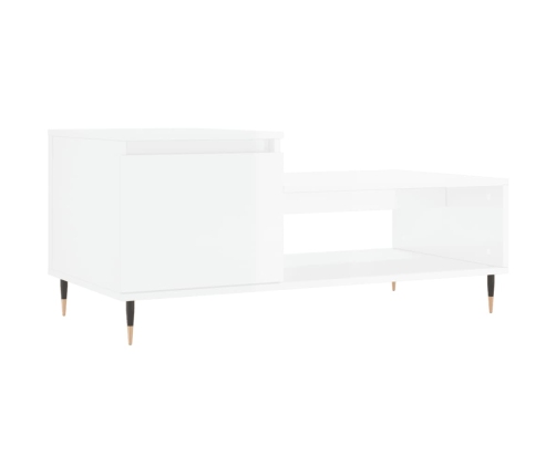 Mesa de centro madera contrachapada blanco brillo 100x50x45 cm