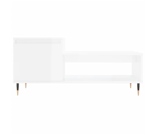 Mesa de centro madera contrachapada blanco brillo 100x50x45 cm