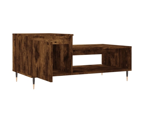 vidaXL Mesa de centro madera contrachapada roble ahumado 100x50x45 cm