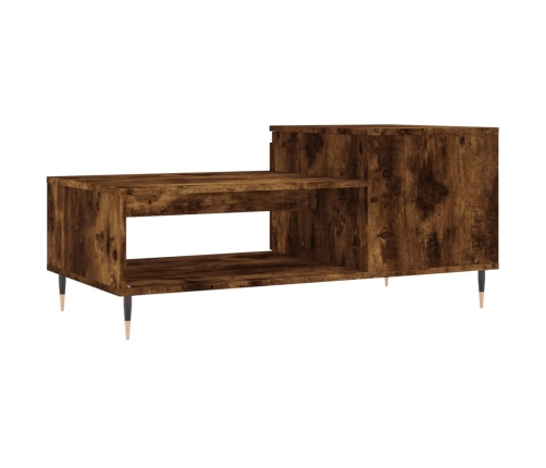 vidaXL Mesa de centro madera contrachapada roble ahumado 100x50x45 cm