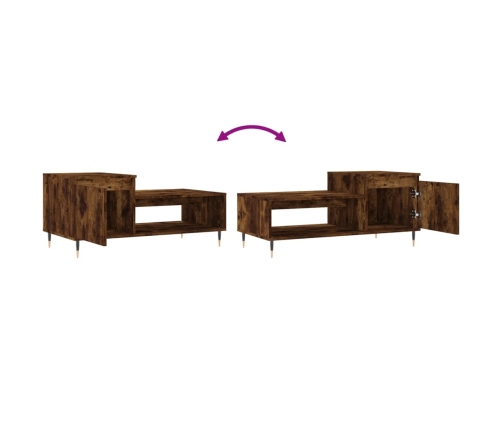 vidaXL Mesa de centro madera contrachapada roble ahumado 100x50x45 cm