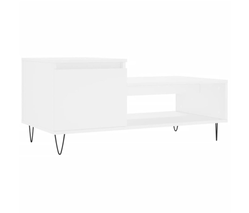 Mesa de centro madera contrachapada blanco 100x50x45 cm