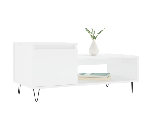 Mesa de centro madera contrachapada blanco 100x50x45 cm