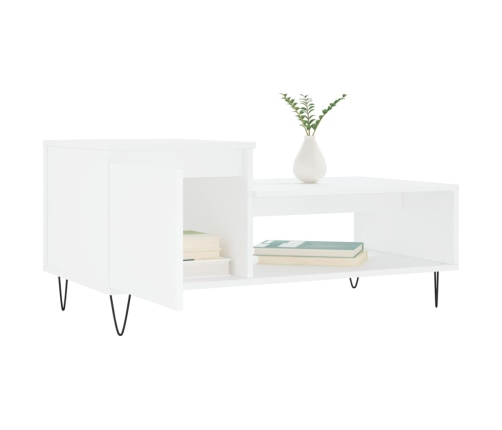 Mesa de centro madera contrachapada blanco 100x50x45 cm