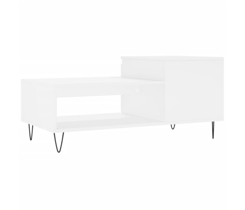 Mesa de centro madera contrachapada blanco 100x50x45 cm