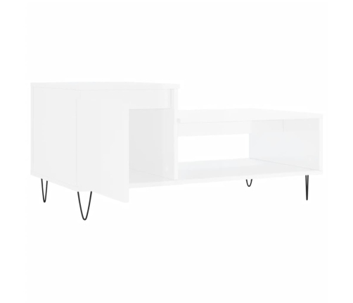 vidaXL Mesa de centro madera contrachapada blanco brillo 100x50x45 cm