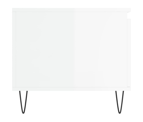 vidaXL Mesa de centro madera contrachapada blanco brillo 100x50x45 cm