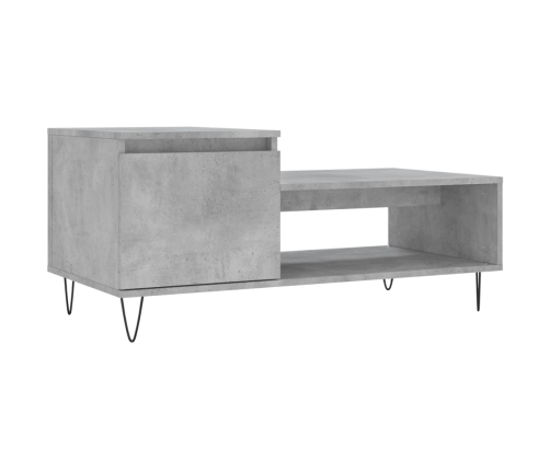 vidaXL Mesa de centro madera contrachapada gris hormigón 100x50x45 cm