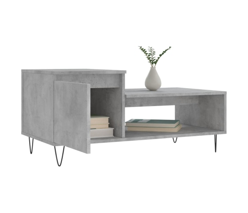 vidaXL Mesa de centro madera contrachapada gris hormigón 100x50x45 cm