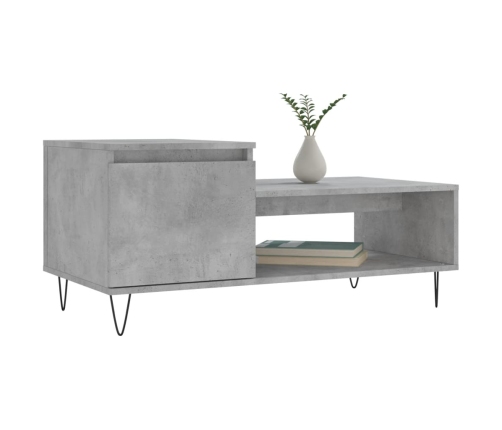 vidaXL Mesa de centro madera contrachapada gris hormigón 100x50x45 cm