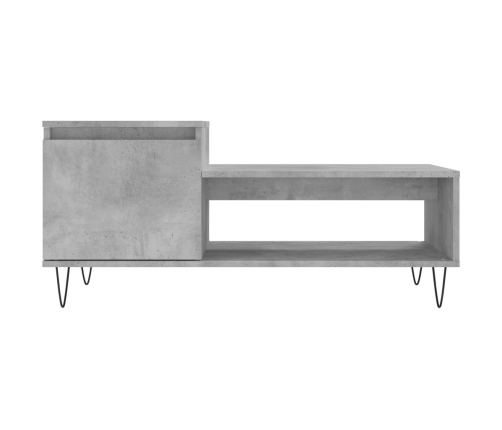 vidaXL Mesa de centro madera contrachapada gris hormigón 100x50x45 cm