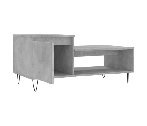 vidaXL Mesa de centro madera contrachapada gris hormigón 100x50x45 cm