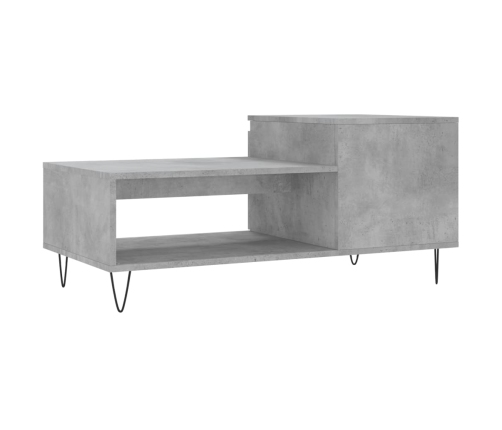 vidaXL Mesa de centro madera contrachapada gris hormigón 100x50x45 cm