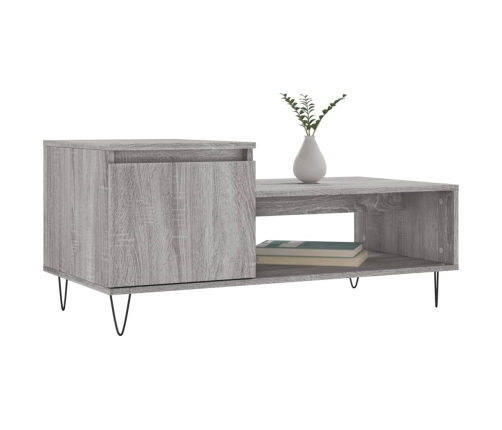 Mesa de centro madera contrachapada gris Sonoma 100x50x45 cm