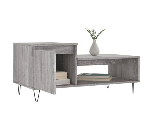 Mesa de centro madera contrachapada gris Sonoma 100x50x45 cm