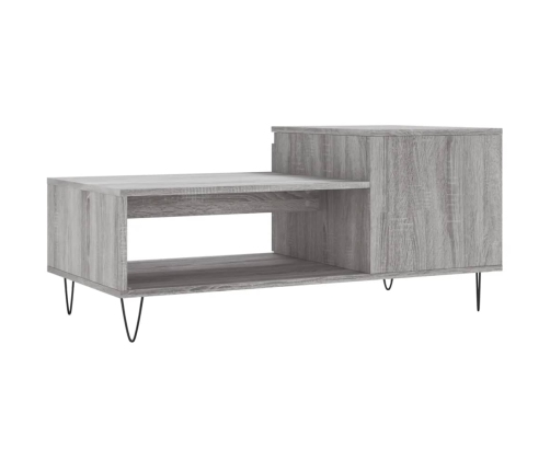 Mesa de centro madera contrachapada gris Sonoma 100x50x45 cm