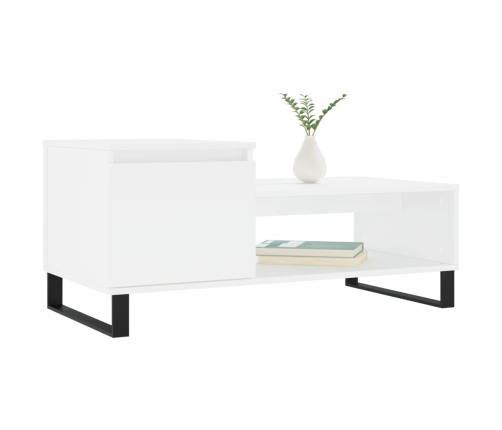 Mesa de centro madera contrachapada blanco 100x50x45 cm