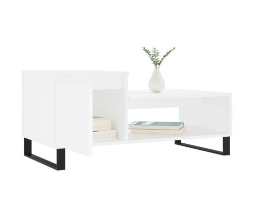 Mesa de centro madera contrachapada blanco 100x50x45 cm