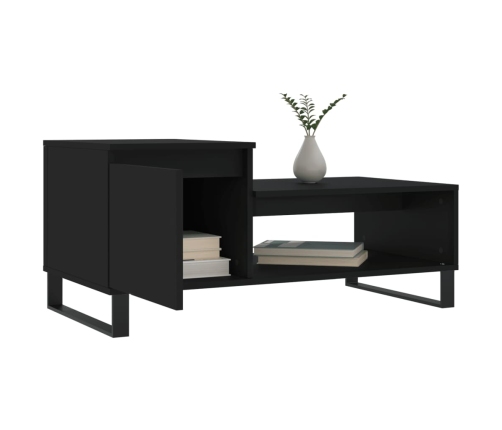 Mesa de centro madera contrachapada negro 100x50x45 cm