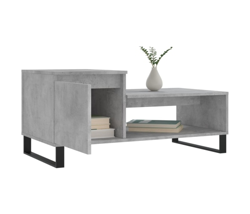 Mesa de centro madera contrachapada gris hormigón 100x50x45 cm