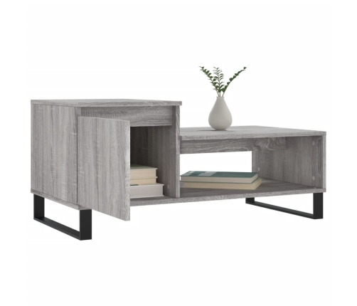 Mesa de centro madera contrachapada gris Sonoma 100x50x45 cm