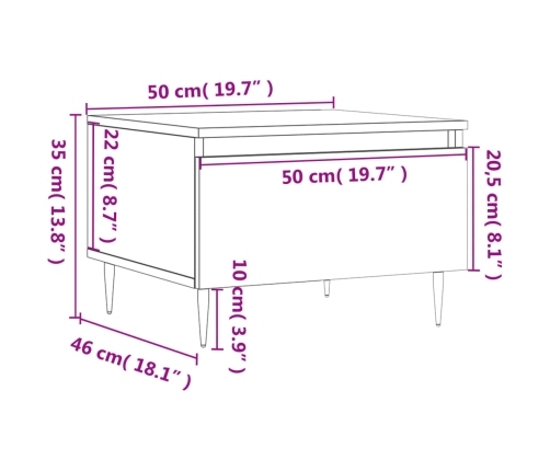 Mesa de centro madera de ingeniería blanco 50x46x35 cm