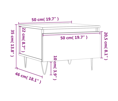 Mesa de centro madera de ingeniería roble Sonoma 50x46x35 cm