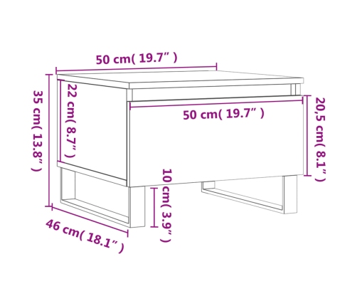 Mesa de centro madera de ingeniería negro 50x46x35 cm