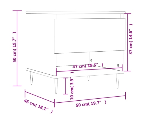 Mesa de centro madera de ingeniería blanco 50x46x50 cm