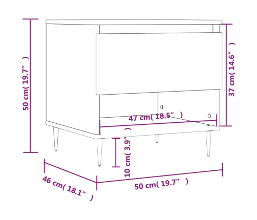 Mesas centro 2 uds madera ingeniería blanco brillo 50x46x50 cm