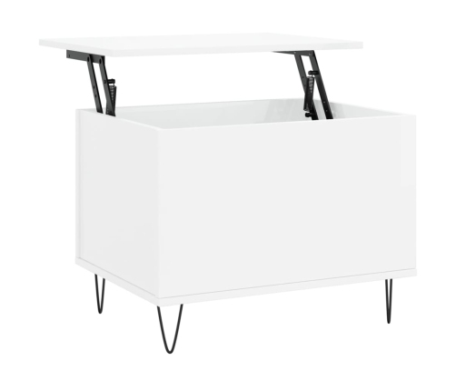 Mesa de centro madera contrachapada blanco brillo 60x44,5x45 cm