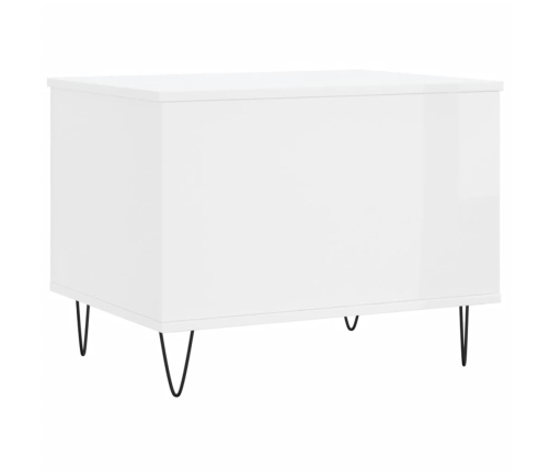 Mesa de centro madera contrachapada blanco brillo 60x44,5x45 cm