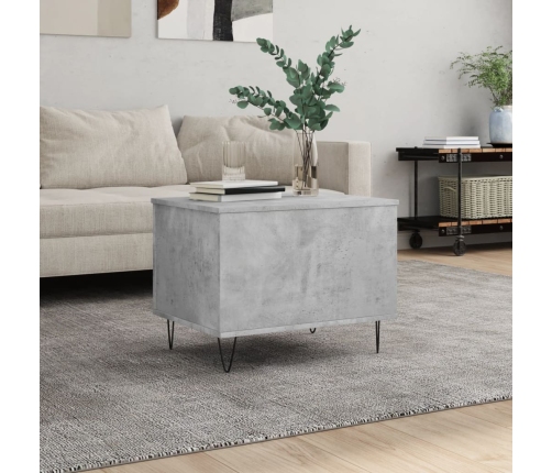 Mesa de centro madera contrachapada gris hormigón 60x44,5x45 cm