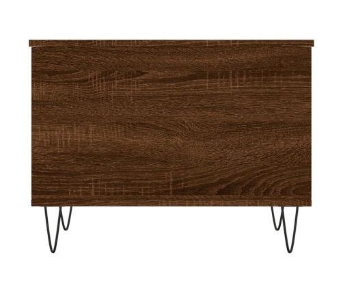 Mesa de centro madera contrachapada roble marrón 60x44,5x45 cm