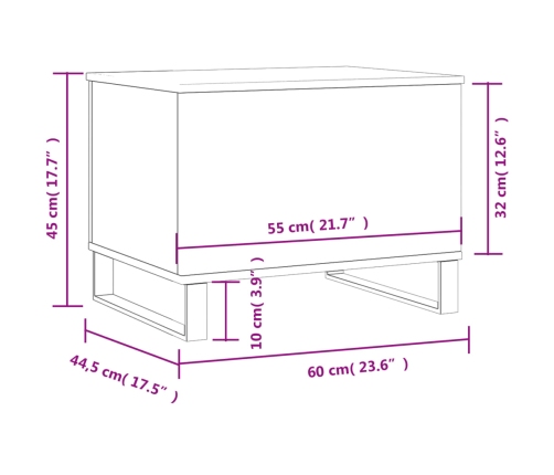 Mesa de centro madera contrachapada blanco 60x44,5x45 cm