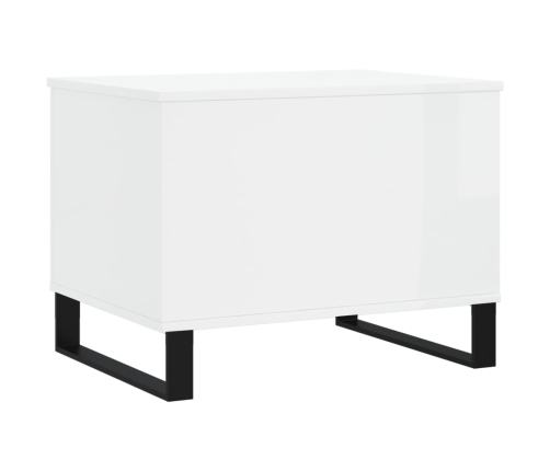 Mesa de centro madera contrachapada blanco brillo 60x44,5x45 cm