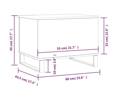 Mesa de centro madera contrachapada blanco brillo 60x44,5x45 cm