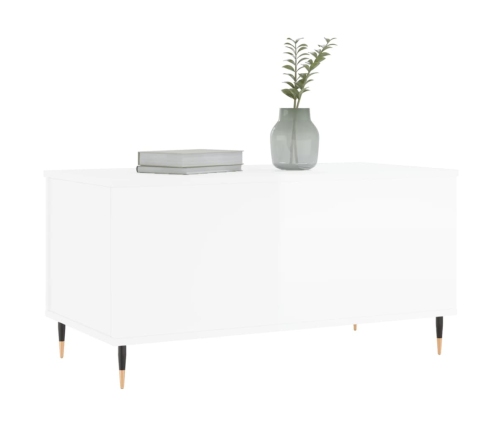 Mesa de centro madera contrachapada blanco brillo 90x44,5x45 cm