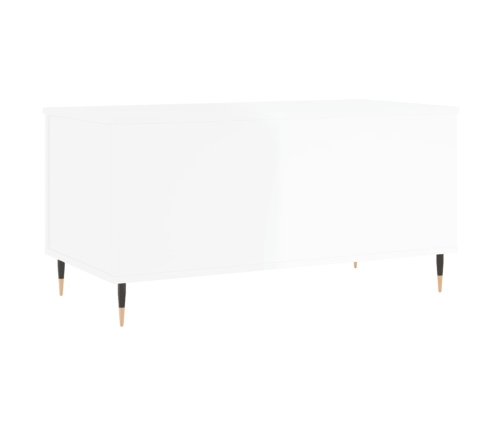 Mesa de centro madera contrachapada blanco brillo 90x44,5x45 cm