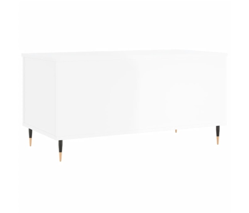 Mesa de centro madera contrachapada blanco brillo 90x44,5x45 cm