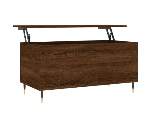 Mesa de centro madera contrachapada roble marrón 90x44,5x45 cm